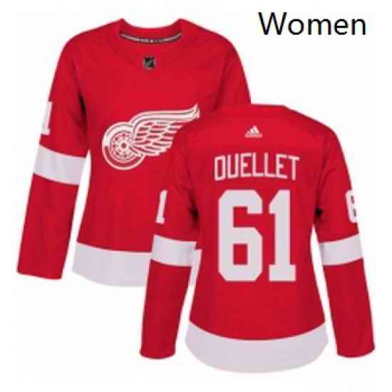 Womens Adidas Detroit Red Wings 61 Xavier Ouellet Authentic Red Home NHL Jersey